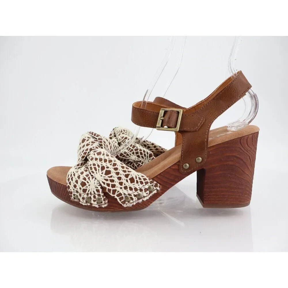 Korks Kork Ease Natalia Women’s Slingback Sandals Platform Heel Crochet Size 10